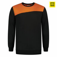 Tricorp 302013  Sweater bicolor naden zwart-oranje